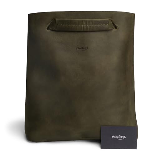 Heather's, Convertible Backpack to Shoulder Bag, Spacious Crossbody for Women, Squared Purse, Full Grain Leather, Handmade - color: Dark Jade
