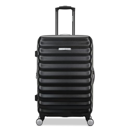 Samsonite Hard-Sided 24-Inch Lightweight Checked Medium Expandable Element Suitcase: Durable, 360° Spinner Wheels, Adjustable Telescopic Handle, TSA-Approved Lock - Alpine Black - color: Alpine Black, size: 24-Inch Checked-Medium