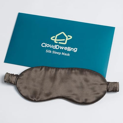 100% 22 Momme 6A Grade Double-Sided Pure Mulberry Silk Eye Mask Soft Breathable Sleep Blindfold with Elastic Headband for Men and Women Pack of 1 (Charcoal) - color: Charcoal