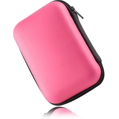 Hard Drive Carrying Case Storage Organizer Bag Multi-Purpose Universal Carry Pouch Compatible with Western Digital WD Elements Seagate, 2.5’’ EVA Shockproof Travel Case (Pink) - color: Pink