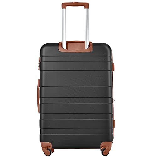 Luggage Sets, 3 Pcs Hardside Lightweight Suit case with Spinner Wheels & Lock - color: Brown Black, size: 20/24/28 Inch