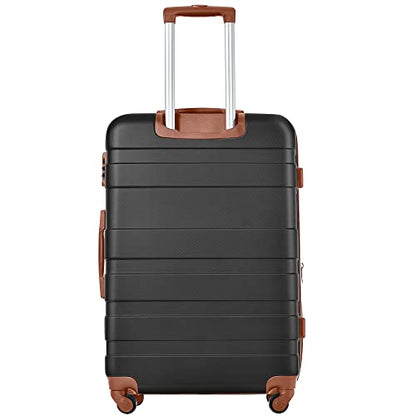 Luggage Sets, 3 Pcs Hardside Lightweight Suit case with Spinner Wheels & Lock - color: Brown Black, size: 20/24/28 Inch