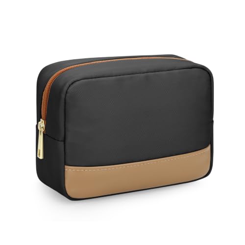 Travel Makeup Bag, Oxford Cosmetic Organizer Pouch (Black) - color: Black