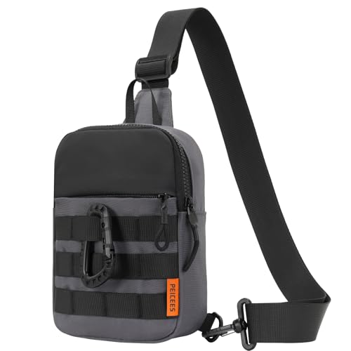 Peicees Small Sling Bag for Men Women Mini Tactical Crossbody Pack - color: Dark Grey
