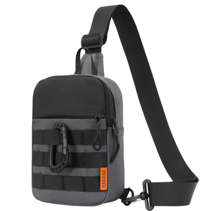 Peicees Small Sling Bag for Men Women Mini Tactical Crossbody Pack - color: Dark Grey