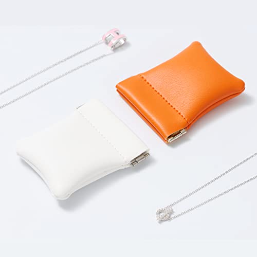 2 Pack Green PU Leather Slim Ring Pouches Jewelry Bags for Travel - color: Green, size: 2.99" x 2.56"