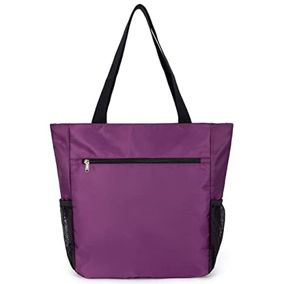 ETidy Large Capacity Foldable Tote Bag With Zipper - color: Purple