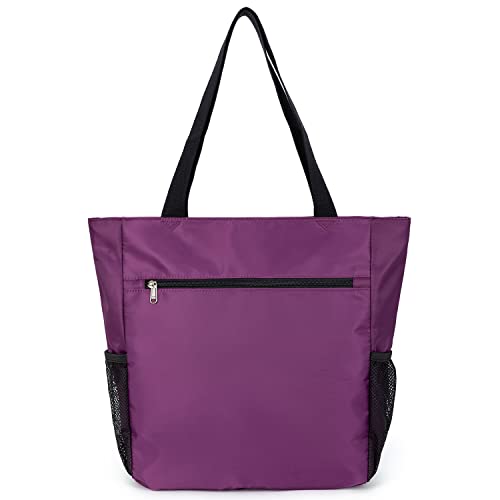 ETidy Large Capacity Foldable Tote Bag With Zipper - color: Purple