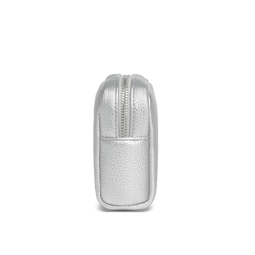 Makeup Bag for Purse Travel Cosmetic Bag (PU Pearl Silver) - color: Pearl Silver