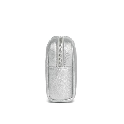 Makeup Bag for Purse Travel Cosmetic Bag (PU Pearl Silver) - color: Pearl Silver