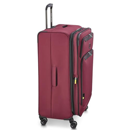 DELSEY PARIS Sky Max 3.0, 28 Inch Checked-Large Luggage, Burgundy | Checked-In Suitcase, Softside, Lightweight Durable Construction, Double Spinner Wheels, Soft Touch Carry handle - color: Burgundy, size: Checked-Large, 28 Inch