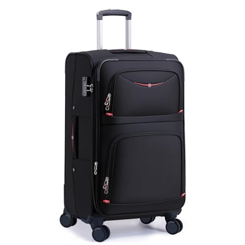 ROPLUS Softside Expandable Luggage with 4 Spinner Wheels, Durable Checked-Luggage Suitcase (Black, 31-Inch) - color: Black, size: 31-Inch
