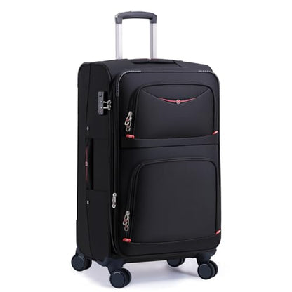 ROPLUS Softside Expandable Luggage with 4 Spinner Wheels, Durable Checked-Luggage Suitcase (Black, 31-Inch) - color: Black, size: 31-Inch