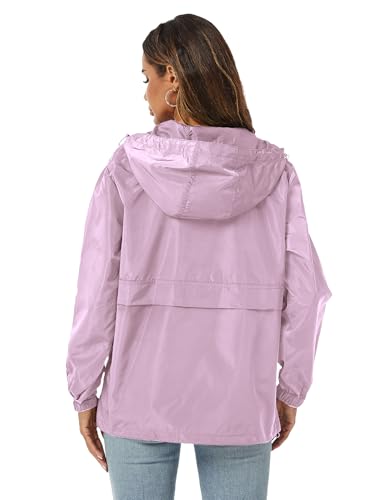 Avoogue Womens Rain Jacket with Hood,Pullover,Packable,Lightweight,Windbreaker,Waterproof,Breathable. - color: Agrpu, size: Medium