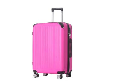 3-Piece Luggage Set 3 (20"/24"/28"), Hardside Suitcases with 8 Spinner Wheels, Scratch-Resistant ABS Shell, set2, set3 Travel Suitcase, TSA Lock (Ribbed Surface, Pink) - color: Pink, style: Ribbed Surface