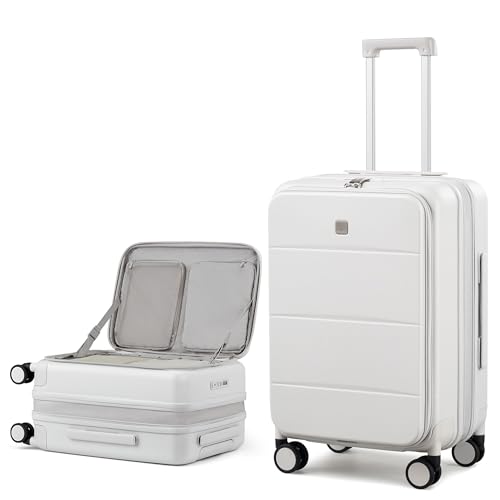 MILADA 24 Inch Checked Luggage, Expandable Hardshell Suitcase with 360° Spinner Wheels & TSA Lock, Lightweight Medium Rolling Luggage for Men and Women Travel, White - color: White, size: 24" Checked in