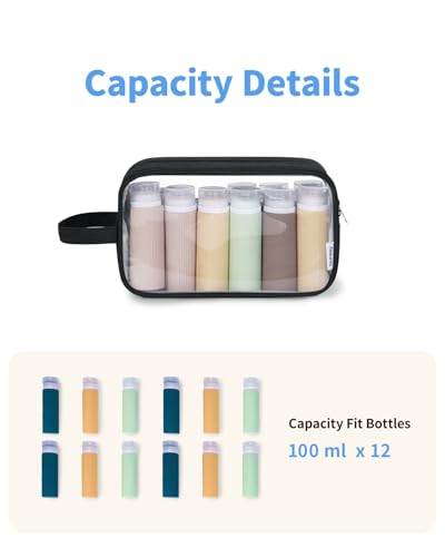 Narwey Clear Travel Toiletry Bags for Men Women, Clear Makeup Cosmetic Bag - color: Clear-Black