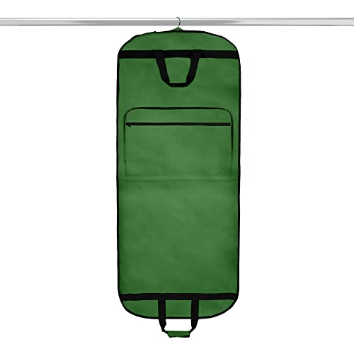 Dalix 60" Foldable Garment Bag Suits Cover Dresses w Front Pocket - color: Dark Green