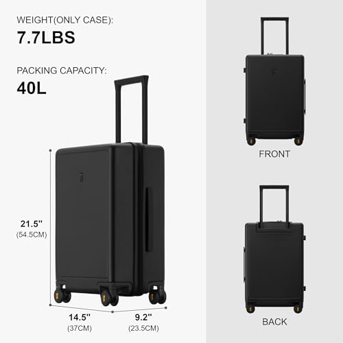 LEVEL8 Carry on Suitcase, 20 Inch Hardshell Carry on Luggage with Wheel - color: Black, size: 20 Inch