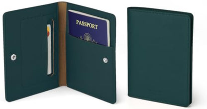 carrotez Premium RFID Blocking Leather Passport Cover – Dark Green - color: Dark Green