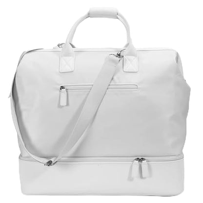 Nobl Travel Weekender Bag for Women & Men, Large Carry-On Duffel, White - color: Ivory