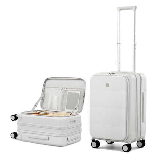 Hanke Hardside Expandable Carry On Luggage, 20 Inch Top Opening Suitcase - color: Smoke White, size: 20 Inch EXT
