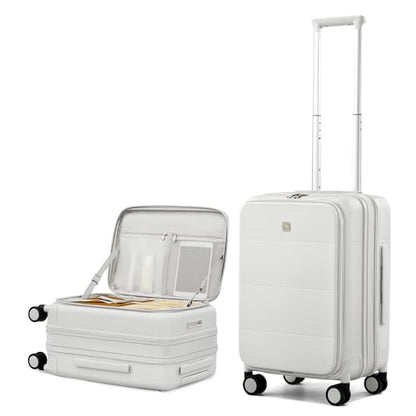 Hanke Hardside Expandable Carry On Luggage, 20 Inch Top Opening Suitcase - color: Smoke White, size: 20 Inch EXT