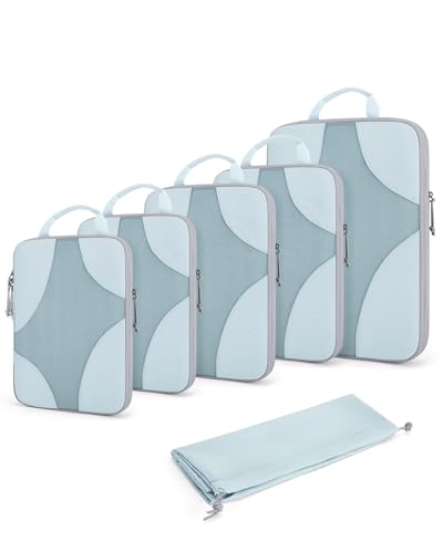 Bagsmart Compression Packing Cubes, Travel Bag Cruise Ship Essentials - color: Clear Blue