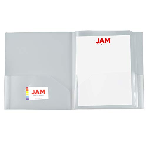 JAM PAPER Heavy Duty Plastic Multi Pocket Folders - 10 Pocket Organizer - Clear - 3/Pack - color: Clear, size: 10 Pocket (Pack of 3)