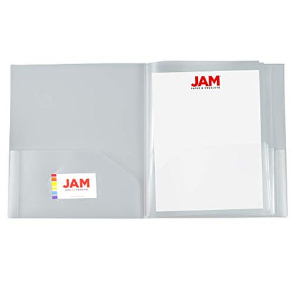 JAM PAPER Heavy Duty Plastic Multi Pocket Folders - 10 Pocket Organizer - Clear - 3/Pack - color: Clear, size: 10 Pocket (Pack of 3)