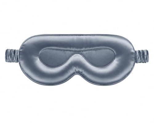 Blissy Silk Sleep Mask - 100% Mulberry 22-Momme - Grey - Profile - color: Grey