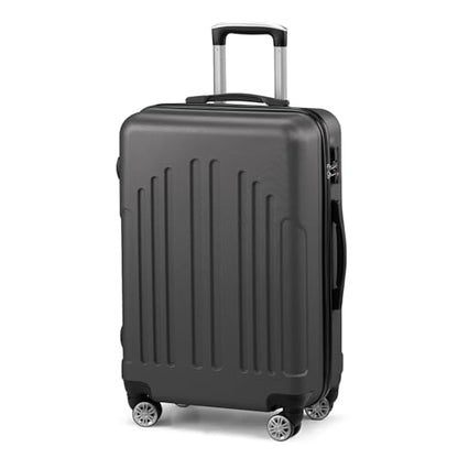 Karl home 24in Checked Luggage, Medium Suitcase with Wheels, Dark Grey - color: Dark Gray, size: 24 Inch