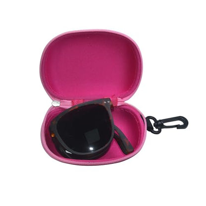 Unisex Semi-Hard Shell Folding Eyeglasses Cases With Clasps - color: Black/Silver/Pink