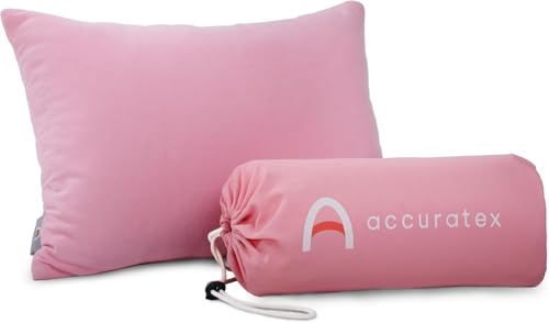 ACCURATEX Camping Pillow, Cotton Cover Compressible Travel Pillow,13x18 - color: Pink