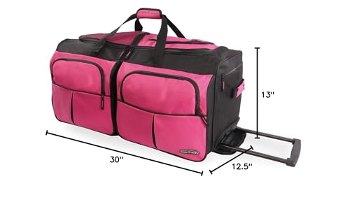 Pacific Coast Unisex 30' Large Rolling Duffel Bag, Pink,One Size - color: Pink