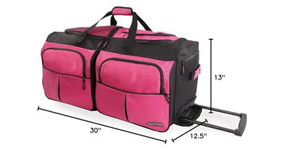Pacific Coast Unisex 30' Large Rolling Duffel Bag, Pink,One Size - color: Pink