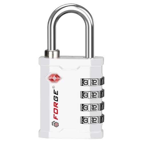 FORGE 4 Digit TSA Approved Combinaiton Lock, Great for Tool Box and Case Lock, Combination Padlock for Travel, White 1 Lock. - color: WHITE 1 LOCK