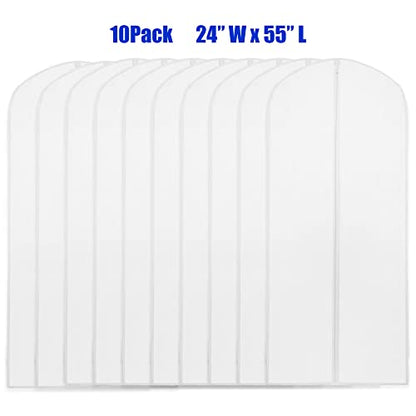 Simple Houseware 55-Inch Translucent Garment Bags with Zipper, 10 Pack - size: 10 Pack - 55"