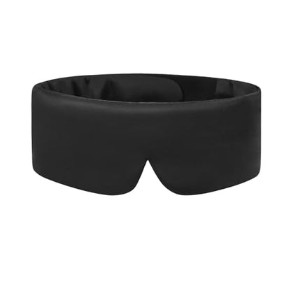 Mulberry Silk Sleeping Eye Mask, ALASKA BEAR Wraparound Style Comfort Ear Muff Blindfold and Soft Headband for Full Blackout and Hair Protection, Adjustable - color: Blackⅱ