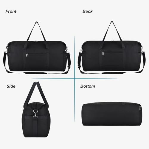 Carry On Luggage 22x14x9 Airline Approved, 40L Gym Duffle Bag for Travel - color: Black, size: 40L