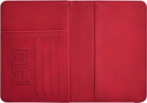 KAOBAN RFID Blocking Passport Holder & Boarding Pass Travel Wallet - color: Red