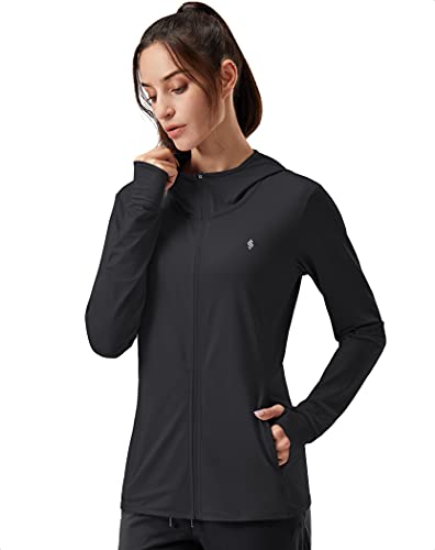 Soothfeel Women's UPF 50+ Sun Protection Shirt Hoodie Jacket Lightweight - color: A-black, size: Small