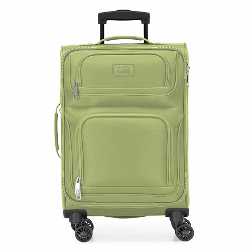 U.S. Traveler Rio Lightweight Softside Rolling Carry-on Suitcase, 4-Wheel Set, Light Green - color: Light Green, size: 22"/14"