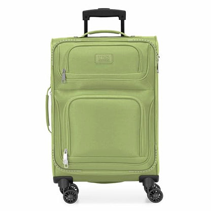 U.S. Traveler Rio Lightweight Softside Rolling Carry-on Suitcase, 4-Wheel Set, Light Green - color: Light Green, size: 22"/14"