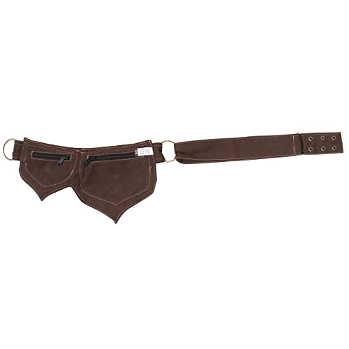 Cotton two Leaf Pocket Waist Belt-Brown - color: Brown