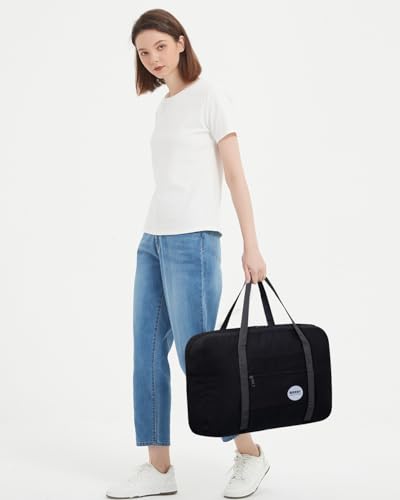 WANDF Personal Item Travel Bag, Carry On Duffle Bag Women - color: Black