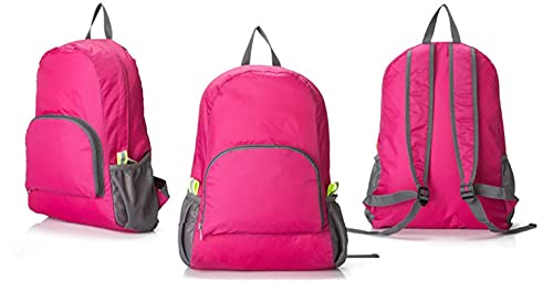 Backpack Packable Foldable Ultra Lightweight Water Resistant Durable Camping Travel Hiking Daypack for Men Women (Rose Red) - color: Rose Red