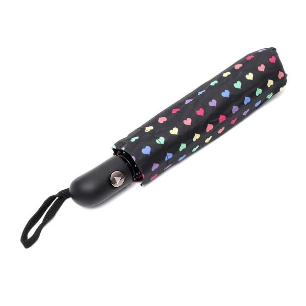 Nollia Compact Travel Umbrella with Auto Open – Windproof Folding Umbrella, Lightweight & Portable for Rain - color: Rainbow Heart
