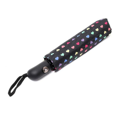 Nollia Compact Travel Umbrella with Auto Open – Windproof Folding Umbrella, Lightweight & Portable for Rain - color: Rainbow Heart