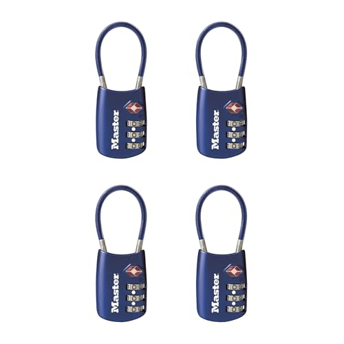 Master Lock TSA Approved Combination Luggage Lock, Blue, 4-Pack 4688BLUEC4 - color: Blue, size: 4 Pack